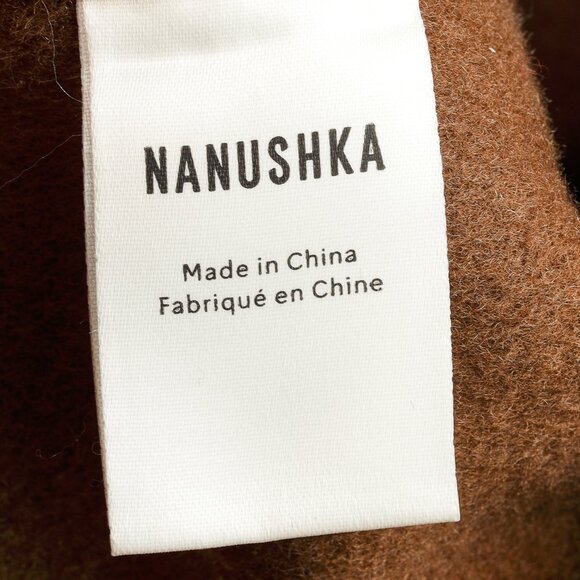 Nanushka Marzy Brown & Beige Fringed Checked Wool-Blend Coat - Picture 13 of 14